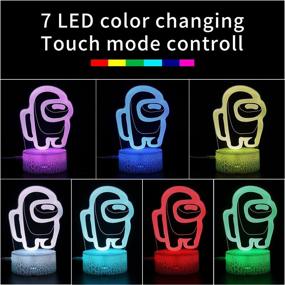 img 2 attached to 🌟 Mesmerizing 3D Illusion Table Lamp - 7 Color Among Us Night Light for Bedroom Décor & Children's Gift - USB Powered LED Lamp with Touch Switch