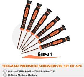 img 3 attached to 🔧 TECKMAN Precision Screwdriver Set - 6 Piece Phillips and Flathead Screwdrivers with Magnetic Tips and Non-Skid Handle for Eyeglasses, iPhone, Computer, Jewelry, Watch, Electronics and More