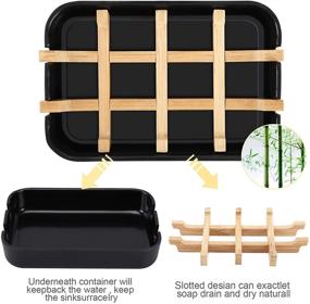 img 2 attached to 🎍 Fufengz Bamboo Wooden Soap Dishes: Stylish Bar Soap Holder Set for Bathroom, Shower, and Sink (Two Pieces in Black)