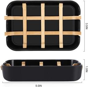 img 3 attached to 🎍 Fufengz Bamboo Wooden Soap Dishes: Stylish Bar Soap Holder Set for Bathroom, Shower, and Sink (Two Pieces in Black)