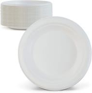 🌍 green earth 6-inch compostable plates, 125-count, natural bagasse (sugarcane fiber), everyday tableware - biodegradable, disposable, round shape - microwave-safe, gluten-free, eco-friendly logo