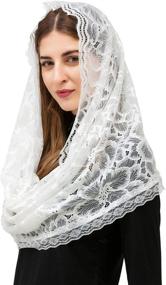 img 1 attached to 🌸 Infinity Floral Chapel Covering Mantilla: The Perfect Women's Accessory for Special Occasions