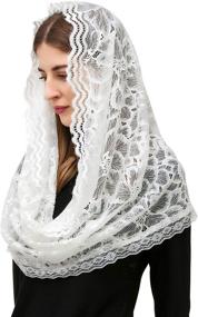 img 3 attached to 🌸 Infinity Floral Chapel Covering Mantilla: The Perfect Women's Accessory for Special Occasions