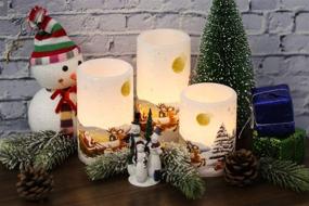 img 1 attached to GenSwin Christmas Flameless Candles Pack of 3 With Timer, Flickering LED Pillar Real Wax Candles - Snowman, Santa Claus, Deer - Battery Operated, Warm Light - Home Decor Gift