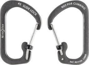 img 3 attached to 🔑 Nite Ize SlideLock Size-3 Carabiner Key Chain - Locking Aluminum Carabiner - Charcoal Grey