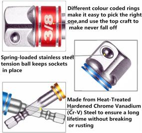 img 2 attached to 🔧 3Pcs Беспроводной Набор удлинителей насадок для ударного гайковерта: Универсальная насадка, Универсальный шарнир, Насадка-адаптер, Редуктор привода, Набор удлинителей для гайковертов для автомобилей - 1/4", 3/8" и 1/2