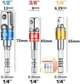 img 3 attached to 🔧 3Pcs Беспроводной Набор удлинителей насадок для ударного гайковерта: Универсальная насадка, Универсальный шарнир, Насадка-адаптер, Редуктор привода, Набор удлинителей для гайковертов для автомобилей - 1/4", 3/8" и 1/2