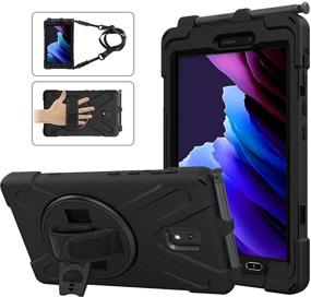 img 4 attached to 📱 Samsung Galaxy Tab Active 3 8.0 Case – Durable, Shockproof Cover with 360 Stand, Handle Hand Strap &amp; Shoulder Strap for Galaxy Tab Active3 8" 2020 T570/T575/T577 (Black)