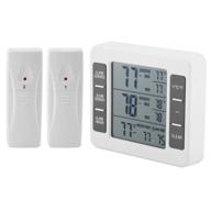 🌡️ wireless refrigerator thermometer set - indoor outdoor digital temperature monitor, 2 remote sensor gauges with audible alarm, min/max record for home fridge freezer (battery not included) logo