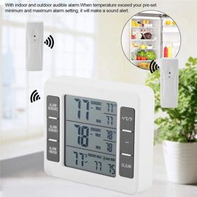 img 1 attached to 🌡️ Wireless Refrigerator Thermometer Set - Indoor Outdoor Digital Temperature Monitor, 2 Remote Sensor Gauges with Audible Alarm, Min/Max Record for Home Fridge Freezer (Battery not Included)