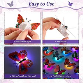 img 1 attached to 🦋 36 3D LED Butterfly Decoration Night Light Sticker for Garden Backyard Lawn Party Festive Party Nursery Bedroom Living Room - Single and Double Wall Light