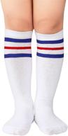 zando kids cotton three stripes sport soccer team socks - cute knee high tube stocking for boys girls - uniform for better seo logo