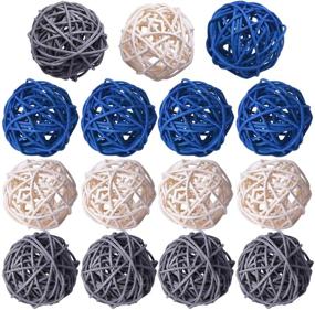 img 4 attached to 🎉 Wicker Rattan Balls Decorative Orbs Vase Fillers for Craft Projects, 15pcs, 1.9" Wedding Table Decorations, Themed Party Aromatherapy Accessories