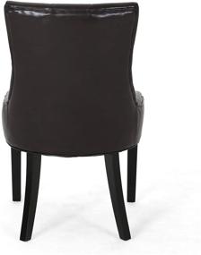 img 2 attached to Hayden Tufted Brown Leather Dining Chairs by Christopher Knight Home - Set of 2, Brown