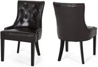 hayden tufted brown leather dining chairs by christopher knight home - set of 2, brown logo