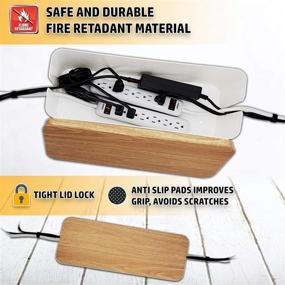 img 2 attached to 🔌 Updated Anti-Skid Cable Management Box Organizer Set - Pack of 2 with Configuration Kit, Large and Medium White Boxes with Faux Wood Design Lid - Covers and Hides Cords/Wires/Power Strip