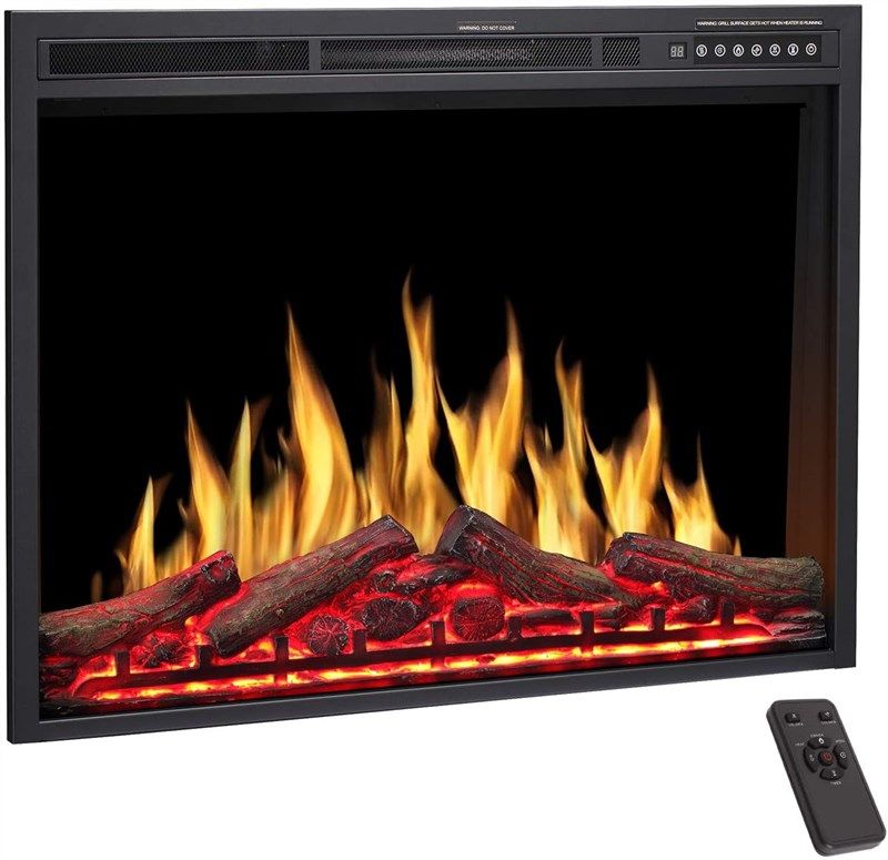 r w flame electric fireplace adjuatble brightness 로고