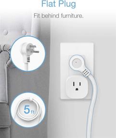 img 1 attached to TESSAN Flat Plug Power Strip with 3 USB Ports - 4 Outlet Extension Cord Wall Mount Charging Station - Compact Size for Indoor, Office, Travel - White