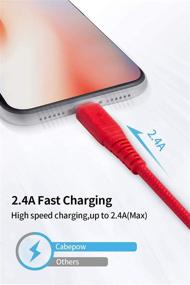 img 1 attached to 📱 Convenient 1ft iPhone Charger Cables - 3Pack, Cabepow Red Apple Charging Cord Compatible with iPhone 11/Pro/X/Xs Max/XR/8 Plus/7 Plus/6/iPad