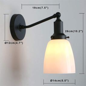 img 3 attached to 🔦 Permo Industrial Vintage Slope Pole Wall Mount Single Sconce with 5.5&#34; Oval Dome Milk White Glass Shade - Black Wall Sconce Light Lamp Fixture