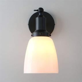 img 2 attached to 🔦 Permo Industrial Vintage Slope Pole Wall Mount Single Sconce with 5.5&#34; Oval Dome Milk White Glass Shade - Black Wall Sconce Light Lamp Fixture