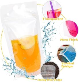img 2 attached to 🥤 Besokuse Reclosable Drink Pouches Bags - Stand up Zipper Ice Drinking Bags, Heat-Proof Hand-held Drinking Bags with Plastic Straw (50 Pack)