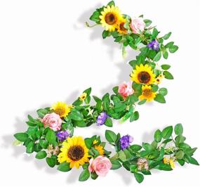 img 4 attached to 🌹 Naidiler Flower Garland: Boho Birthday Decorations Wedding Arch Decor, Artificial Sunflower and Rose Vines for Spring Mantle Garlands, Sweetheart Table Decoration