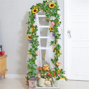 img 1 attached to 🌹 Naidiler Flower Garland: Boho Birthday Decorations Wedding Arch Decor, Artificial Sunflower and Rose Vines for Spring Mantle Garlands, Sweetheart Table Decoration