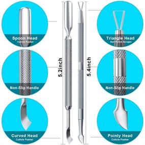 img 3 attached to 💅 High-Quality 2PCS Metal Silver Cuticle Pusher and Cutter Remover: Stainless Steel Tool for Salon-Grade Manicure and Pedicure - Efficiently Removes Acetone Gel, Nail Polish, and Dead Skin from Fingernails and Toenails