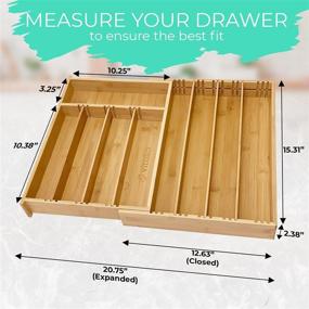 img 2 attached to 🎋 Bamboo Expandable Drawer Organizer: Customizable Versatile Flatware Holder with 6 Removable Dividers for Kitchen Utensils and Cutlery