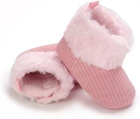 img 2 attached to 👶 Jonbaem Unisex Fleece Fur Knit Winter Warm Snow Boots Soft Sole Crib Shoes Booties for Newborn Infant Toddler