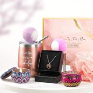 🎁 birthday and christmas gift set for women: insulated wine tumbler, scented candles, bath bombs, necklace care package. perfect gifts for mom, wife, sister, or girlfriend - unique and thoughtful gift basket logo