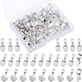 img 4 attached to 🔮 100-Piece Shiny Silver Heart Shape Bails- Glue on Pendants for Jewelry Making