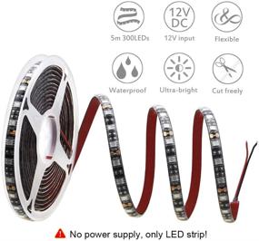 img 3 attached to 🍊 ALITOVE Orange LED Strip Lights - 16.4ft 5050 SMD Black PCB 5M 300 LEDs, Waterproof IP65, 12V DC - Ideal for Home, Hotels, Clubs, Shopping Malls, Cars Lighting