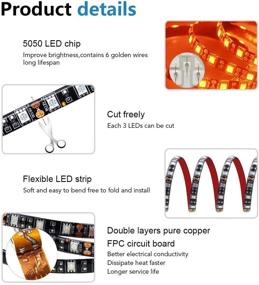 img 2 attached to 🍊 ALITOVE Orange LED Strip Lights - 16.4ft 5050 SMD Black PCB 5M 300 LEDs, Waterproof IP65, 12V DC - Ideal for Home, Hotels, Clubs, Shopping Malls, Cars Lighting