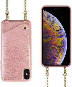 img 4 attached to JLFCH iPhone Xr Leather Wallet Case with Card Holder and Chain - Rose Gold