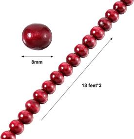 img 3 attached to 🎄 Stunning Wine Red Wooden Bead Garland Wreath - Christmas Party Holiday Decorations