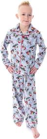 img 3 attached to 👕 Peanuts Boys' Snoopy and Charlie Brown Holiday Pajama Set - Woven Button-Up Coat and Pants for Kids