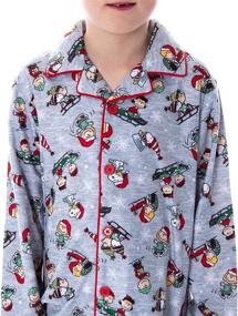img 1 attached to 👕 Peanuts Boys' Snoopy and Charlie Brown Holiday Pajama Set - Woven Button-Up Coat and Pants for Kids