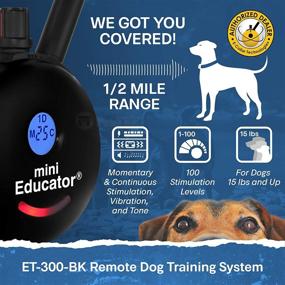 img 3 attached to Educator ET-300 / ET-302 Black: Advanced Ecollar Dog Training Collar with Remote Control - 1/2 Mile Range, Waterproof, Rechargeable - 100 Training Stimulation Levels, Vibration & Tone - With PetsTEK Clicker