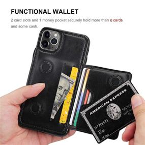 img 1 attached to 📱 KIHUWEY iPhone 11 Pro Max Wallet Case: Premium Leather, Credit Card Holder, Kickstand, Shockproof Protective Cover (Black)