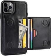 📱 kihuwey iphone 11 pro max wallet case: premium leather, credit card holder, kickstand, shockproof protective cover (black) logo