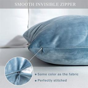 img 2 attached to 🛋️ Stellhome Super Soft Velvet Square Throw Pillow Covers for Bed Couch Sofa Bench, 18 x 18 inch (45 cm), Silver Blue - Pack of 2