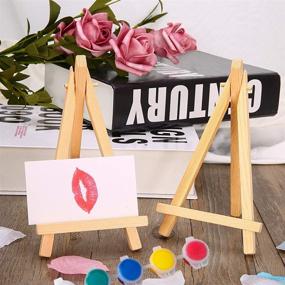 img 2 attached to 🖼️ Mayitr 10pcs Mini Wooden Artist Easel: Triangle Card Stand for Wedding Display