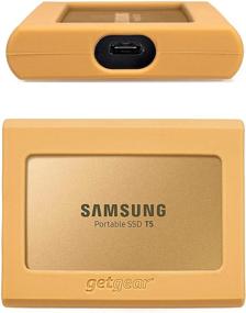 img 4 attached to Gold Silicone Bumper for Samsung Portable SSD T5 - Enhanced Shock Absorption, Non-Slip