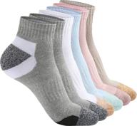 hepsibah women's athletic ankle socks - cotton, thick cushion, low cut, running sport tab socks (6 pack) logo