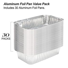 img 2 attached to 🍽️ 10x5.6 Aluminum Foil Pans (30 Pack) - Half Size Table Deep Pans - Versatile Disposable Tin Foil Pans for Cooking, Heating, Storing, and Prepping Food