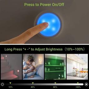 img 2 attached to Wireless Puck Lights with Remote Control, OxyLED Color Changing LED Cabinet Lights with Timer, Battery Operated Tap Lights, Dimmable Closet Light, Nightlight for Children's Bedroom, Wardrobe, Kitchen (Pack of 6)