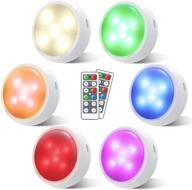 wireless puck lights with remote control, oxyled color changing led cabinet lights with timer, battery operated tap lights, dimmable closet light, nightlight for children's bedroom, wardrobe, kitchen (pack of 6) логотип