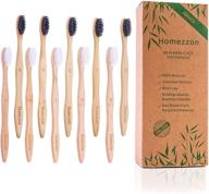 🌿 homezzon bamboo toothbrushes soft bristles pack of 10 – eco-friendly wooden toothbrushes - bpa free charcoal toothbrushes for gentle teeth cleaning – ideal for sensitive gums logo